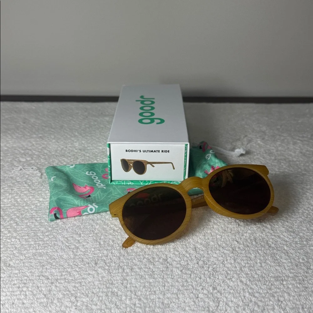 goodr Bodhi’s Ultimate Ride Circle G Light Brown Adult Sun Glasses (New)